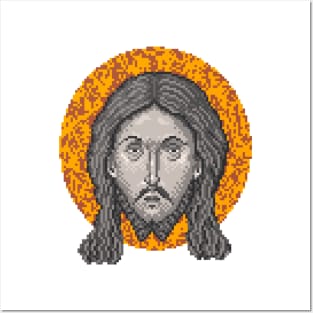 Icon of Christ 16bit - Pixel Art Gold Stone Posters and Art